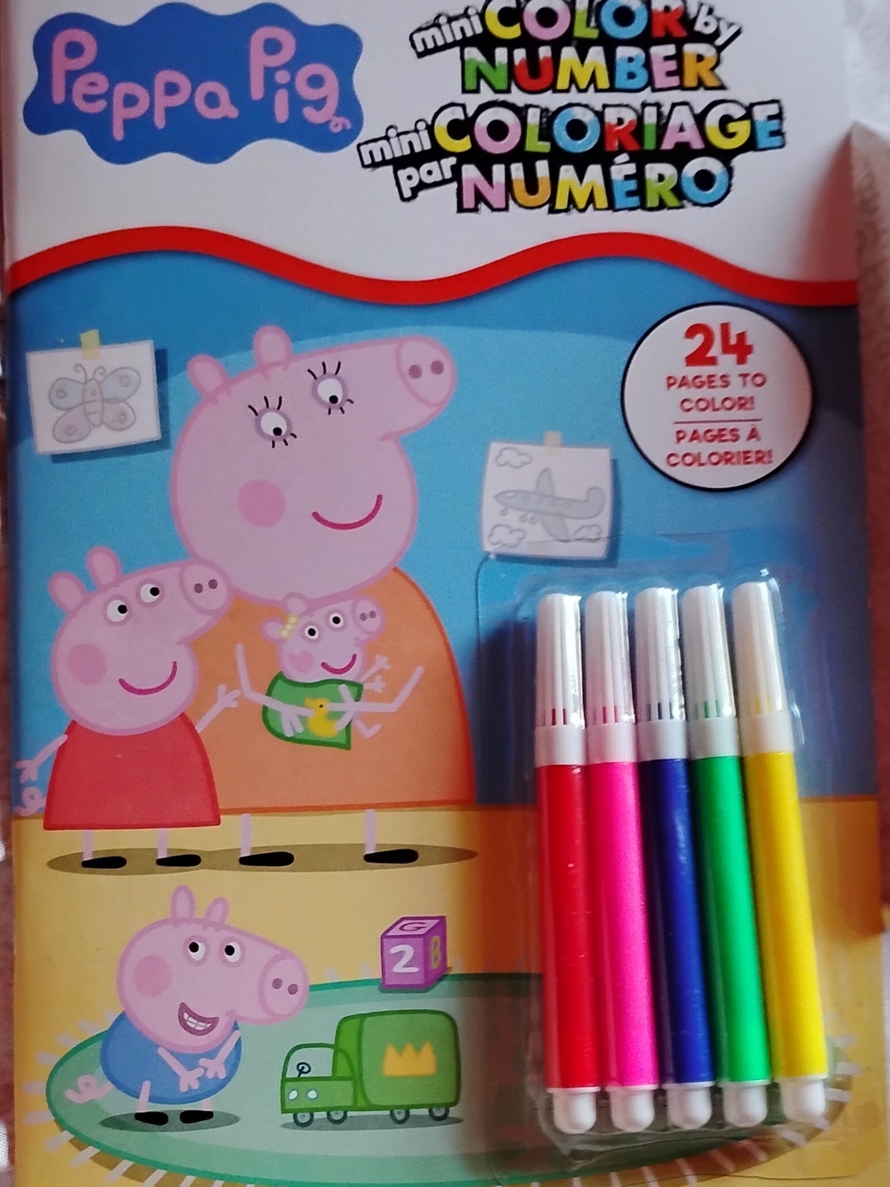 Peppa Pig Mini Color by Number Coloring Set with Markers - Pink & Blue